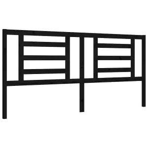 Berkfield Bed Frame with Headboard Black 200x200 cm Solid Wood