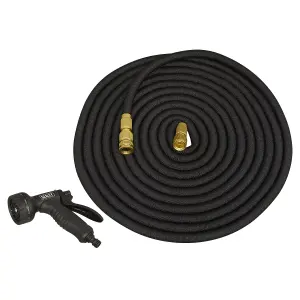 Sealey Diameter 17mm Premium Expandable Garden Hose With Spray Nozzle Black 30m GH30E