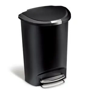 Simplehuman 50L Plastic Semi-Round Pedal Bin Black