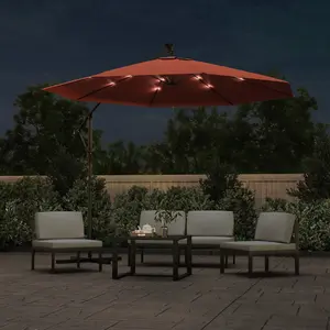 Berkfield Cantilever Umbrella with LED Lights and Steel Pole Terracotta