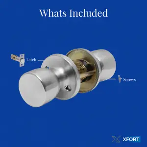 XFORT Tulip Passage Knob Set Satin Chrome for Wooden Doors