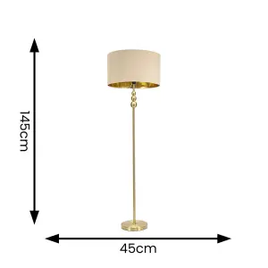 ValueLights Marissa Gold Stacked Ball Floor Lamp with Beige/Gold Shade - LED Bulb Included