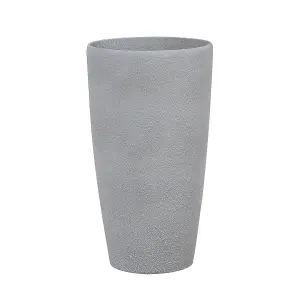 Set of 2 Plant Pots Stone 31 x 31 x 58 cm Grey ABDERA