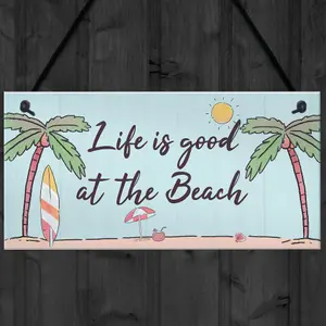 Red Ocean Beach Plaque Nautical Theme Hanging Plaque Hot Tub Garden Summer House Sign