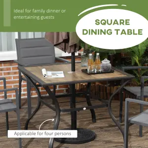 Outsunny Garden Table with Parasol Hole w/ PC Board Tabletop for 4 Persons