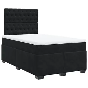 Berkfield Box Spring Bed with Mattress Black 120x200 cm Velvet