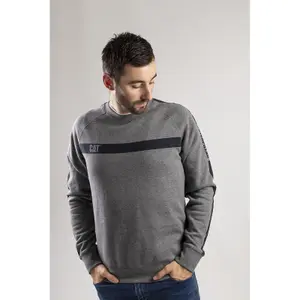 Caterpillar Icon Stripe Crew Neck Sweatshirt Jumper Grey - XXL