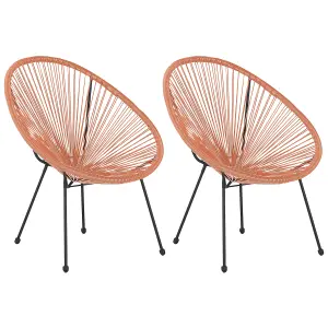 Set of 2 Garden Chairs ACAPULCO II PE Rattan Orange