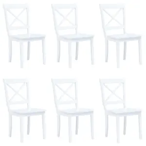 Berkfield Dining Chairs 6 pcs White Solid Rubber Wood