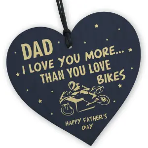 Red Ocean Funny Fathers Day Gift Motorbike Biker Bike Gift For Dad Daddy Wooden Heart Hanging Sign