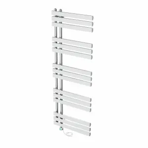 Rinse Bathrooms Designer Electric Thermostatic Heated Towel Rail D Shape Bathroom Ladder Style Radiator Warmer 1600x600mm Chrome