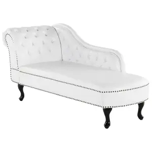 Left Hand Chaise Lounge Faux Leather White NIMES