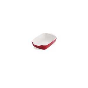 KitchenAid Stoneware Rectangular Dish with Bamboo Lid Empire Red / 20cm