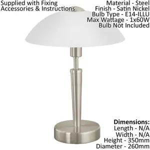 Table Lamp Colour Satin Nickel Shade White Satinized Glass Bulb E14 1x60W