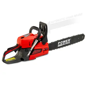 20'' Petrol Chainsaw PowerKing 52cc with Easy Start & Chain + Folding Log Saw Horse