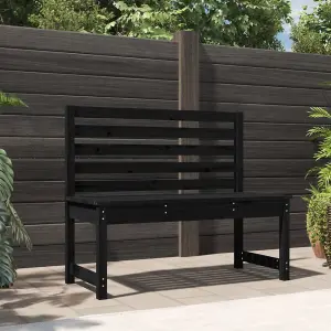 Berkfield Garden Bench Black 109 cm Solid Wood Pine