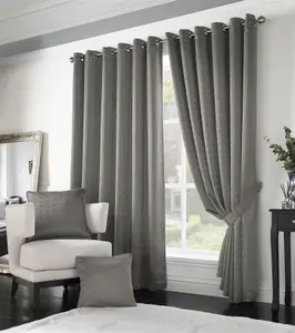 Adiso Eyelet Ring Top Curtains Silver 168cm x 229cm