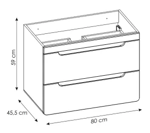 Bathroom Furniture Set 800 Wall Vanity Unit with Sink + Tall Slim Cabinet White Gloss Oak Arub