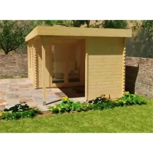 16ft x 10ft (4.87m x 3.04m) Yogi 44mm Wooden Log Cabin (19mm Tongue and Groove Floor and Roof) (16 x 10) (16x10)