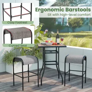 COSTWAY Set of 2 Patio Bar Stools 76 cm Outdoor Metal Bar Height Bistro Stools