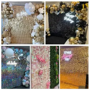 Black Shimmer Sequin Wall Panels Backdrop, 30cm x 30cm