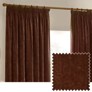 Yard Heavy Chenille Velvet Nutmeg Pencil Pleat Curtains, 229 x 229cm