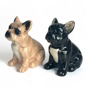 French Bulldog Black Tan ceramic Salt & Pepper shaker set Frenchie lover gift