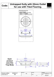 McAlpine USG1T6SS Untrapped Gully with 22mm Outlet for Tiled or Stone Floors