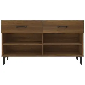 Berkfield Shoe Cabinet Brown Oak 102x35x55 cm Engineered Wood