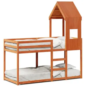 Berkfield Bunk Bed without Mattress Wax Brown 90x190 cm Single Solid Wood Pine