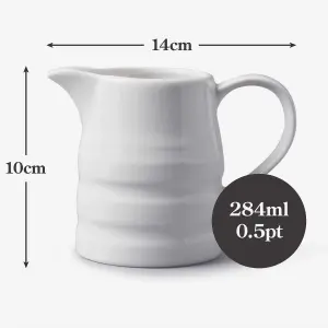 WM Bartleet & Sons Porcelain Traditional Churn Jug 0.5 Pint, White