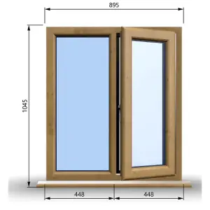 895mm (W) x 1045mm (H) Wooden Stormproof Window - 1/2 Right Opening Window - Toughened Safety Glass