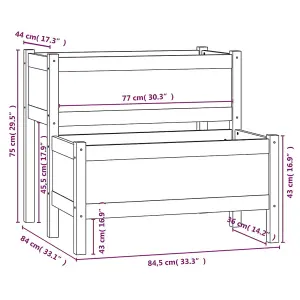 Berkfield Planter White 84.5x84x75 cm Solid Wood Pine