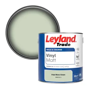 Leyland Trade Vinyl Matt Walls & Ceilings Emulsion Paint Pale Moss Green (PPG1121-3) 2.5L