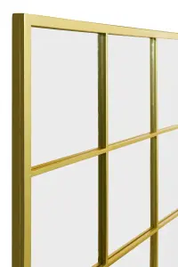 MirrorOutlet The Genestra Gold Modern Window Garden Wall Mirror 69" X 33" 174CM X 85CM