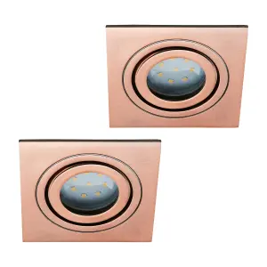 Litecraft 2 Pack Copper 1 Lamp Modern IP65 Square Tiltable Bathroom Downlights