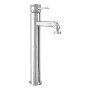 Bathroom Basin Tall Mono Mixer Tap Pillar Mounted Solid Brass - Chrome