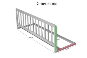 Safetots Extra Wide Wooden Bed Guard, White, 38cm High x 140cm Wide, Toddler Bedrail for Safety, Secure Child Bed Rail