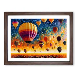 XH1022-6633X Hot Air Balloons Vol.3 Abstract - Single Picture Frame Painting Walnut / 46cm H x 64cm W x 2cm D