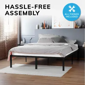 House of Home King Size Platform Bed Frames Durable Metal Black Powder Coating