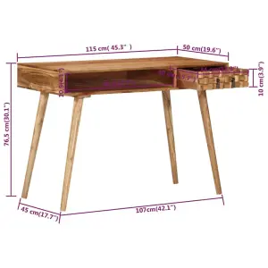 Berkfield Writing Desk 115x50x76 cm Solid Wood Acacia