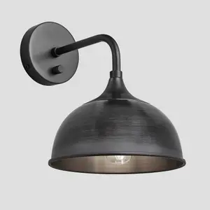 Industville Chelsea Dome Wall Light, 8 Inch, Pewter, Pewter Holder