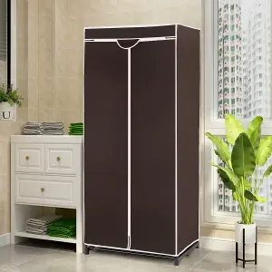 Costway Single Fabric Wardrobe Folding Clothes Closet with Hanging Rail & Zippers