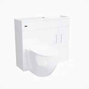 Nes Home James 1000mm Freestanding White Slimline Vanity Basin & WC Unit & BTW Toilet