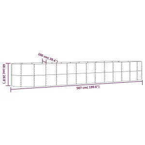 Berkfield Garden Planter Powder-coated Steel 507x100x68 cm Silver