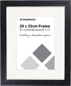 Clay Roberts Photo Picture Frame 8 x 10, Black, Includes Mount for 7 x 5 Prints, Freestanding and Wall Mountable, 10x8" Picture Fr