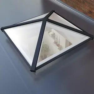 Atlas Black on White Square Roof lantern with Self Clean Solar Clear glass, (L)1.5m (W)1.5m (H)360mm