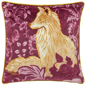 Paoletti Harewood Fox Velvet Piped Feather Rich Cushion