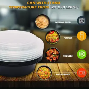 32oz Round Plastic Meal Prep Containers Bowls Reusable BPA Free Food Containers With Airtight Lids (10)