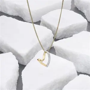 Lab Diamond Heart Necklace Pendant 0.10Ct H/Si Set In 18K Gold Vermeil